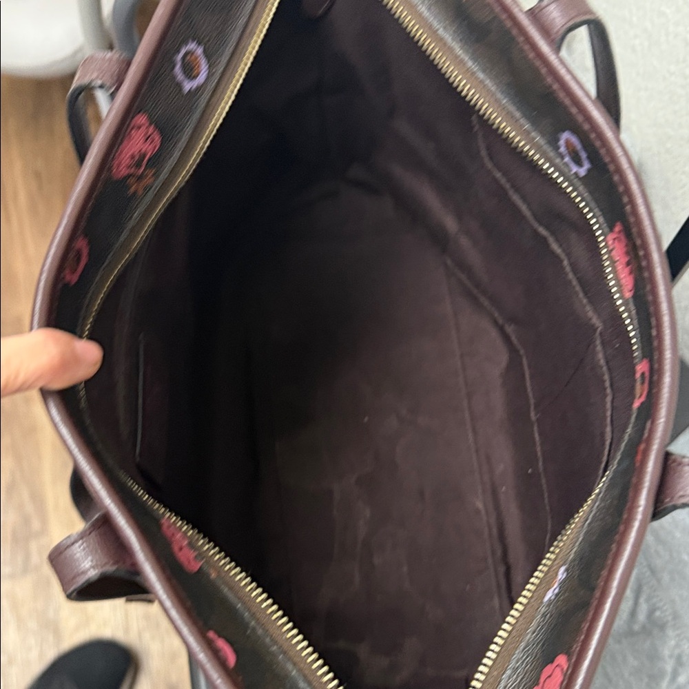 Coach Brown Floral Tote Bag - Picture 13 of 15